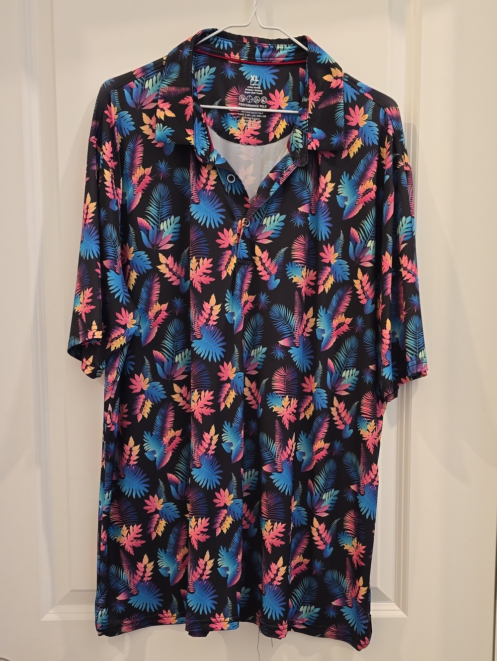 Tropical Leaf Print Short Sleeve Shirt - Black Multi